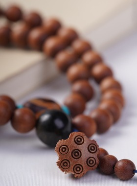 老山芭比檀香长款毛衣项链DIY芭比手持链念佛珠串男女士吊脖挂坠