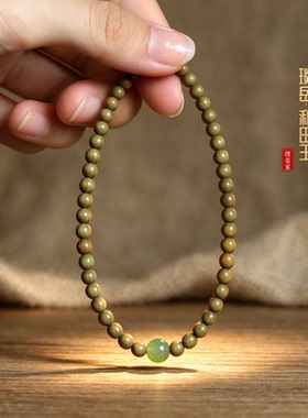天然绿檀4mm极细单圈手串女款