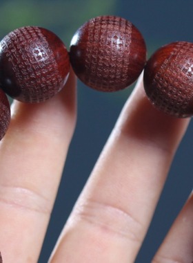 非洲紫檀血檀雕刻金刚心经款手串2.0血檀木佛珠男女士手链持念珠