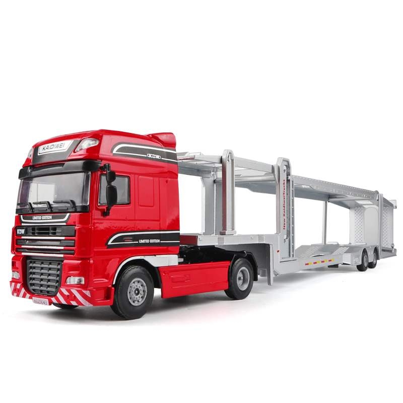 全合金双层平板汽车运输车 大卡车儿童汽车玩具仿真半挂车模型 - 图3