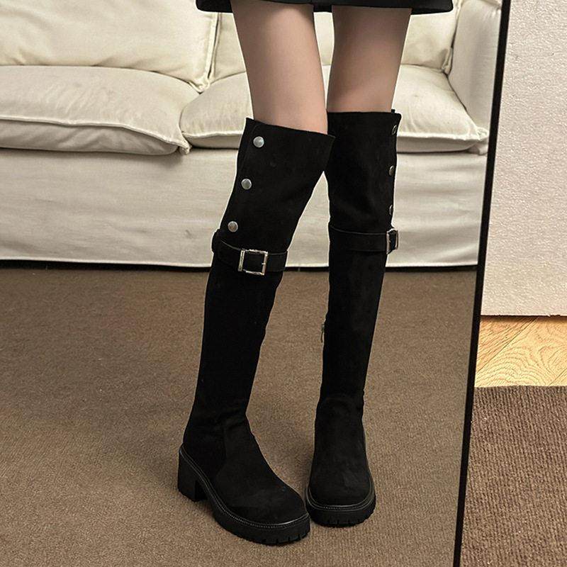 过膝长靴女2026年新款秋百搭显瘦高筒靴复古两穿厚底长筒骑0115e,淘宝优惠券,粉丝福利购,淘宝优惠卷