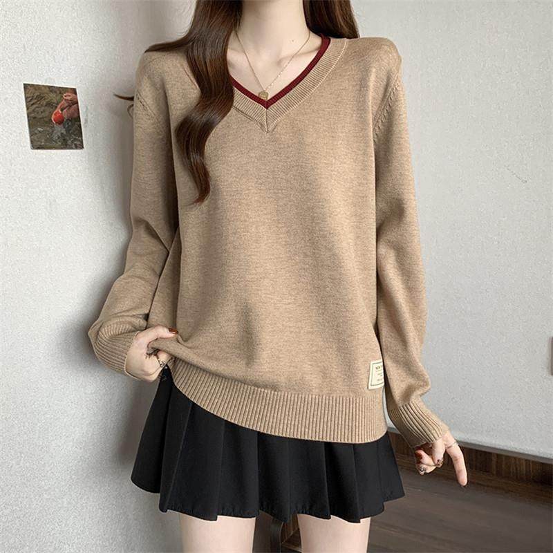 春秋大码胖mm宽松遮肉显瘦v领长袖针织打底衫女内搭减龄女1230n,淘宝优惠券,粉丝福利购,淘宝优惠卷