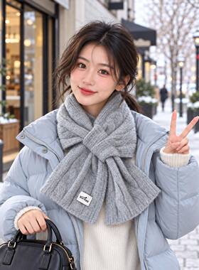 秋冬红色围巾女款2026新款学生韩系交叉送女朋友生日礼物高1029z