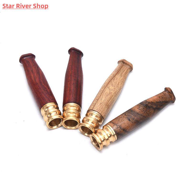 1pc Cigarette Holder Smoking Pipe Bit Straight Filter Wooden - 图1