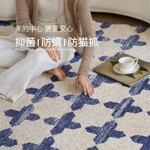 赛波斯幸运蓝调中古风无胶地毯防水法式客厅轻奢高级卧室2026新款 - 图3
