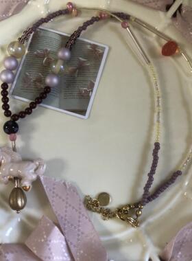 原创琉璃串珠复古风毛衣链项链