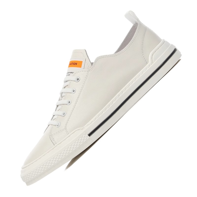 真皮小白鞋男2025春季新款透气潮流百搭男士低帮运动休闲板鞋子男 - 图0