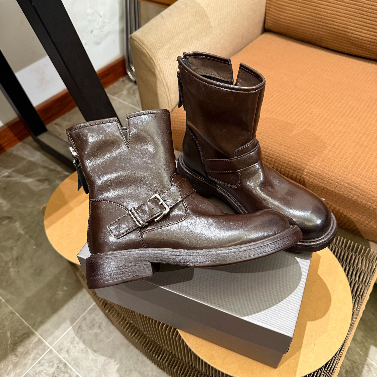 马丁靴女2025秋季新款988-5英伦风真皮拉链短靴巨好看的机车单靴,淘宝优惠券,粉丝福利购,淘宝优惠卷