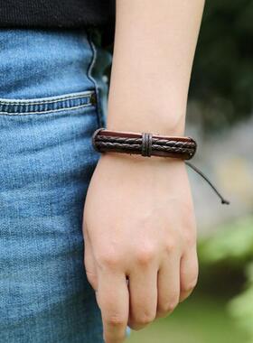 韩版朋克风皮质男士情侣手链