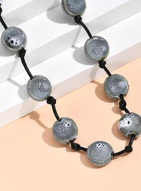 陶瓷珠子项链手工复古简约挂饰
