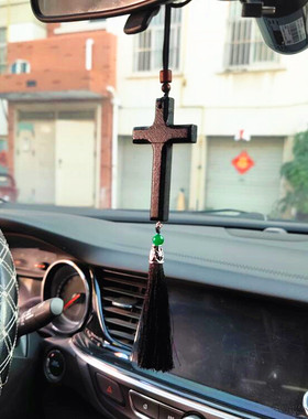 实木雕刻复古时尚车挂项链流苏