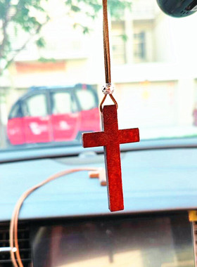 木质十字架汽车挂件车挂长款项链复古文艺范时尚男女士吊坠毛衣链