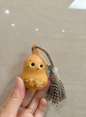 天然葫芦手把件手工墨刻葫芦摆件已封釉文玩挂件一物一图