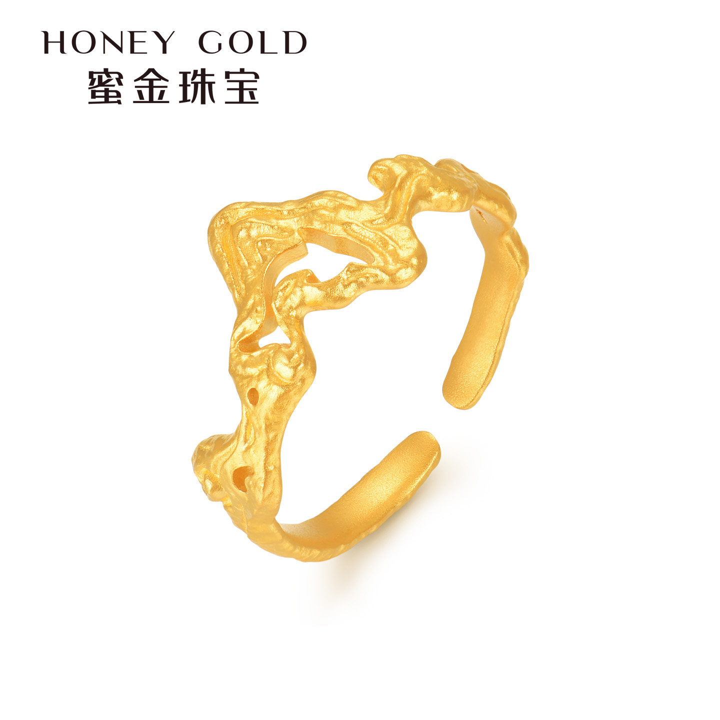Honey Gold Jewelry Gold Ring Pure Gold Ancient Method Picking Up Series Zhuxi HGH1768