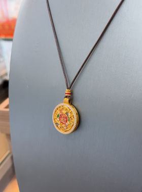 足银描金珐琅彩福字八宝罗盘吊坠八宝罗盘