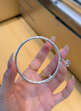 足银999四叶草手镯可调节推拉口小众设计氛围感百搭时尚款