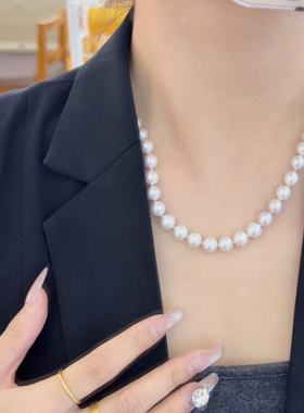 圆形海水白色珍珠项链时尚百搭小众款项链
