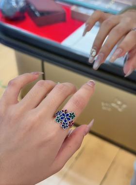 足银繁花似锦戒指女大气复古民族风活口可调节创意食指