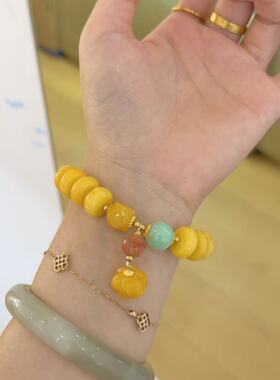 蜜蜡玛瑙翡翠手串女款手链七夕礼物百搭小众轻奢