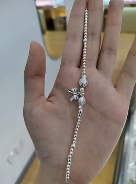 纯银蝴蝶结亲吻鱼银珠时尚款手链