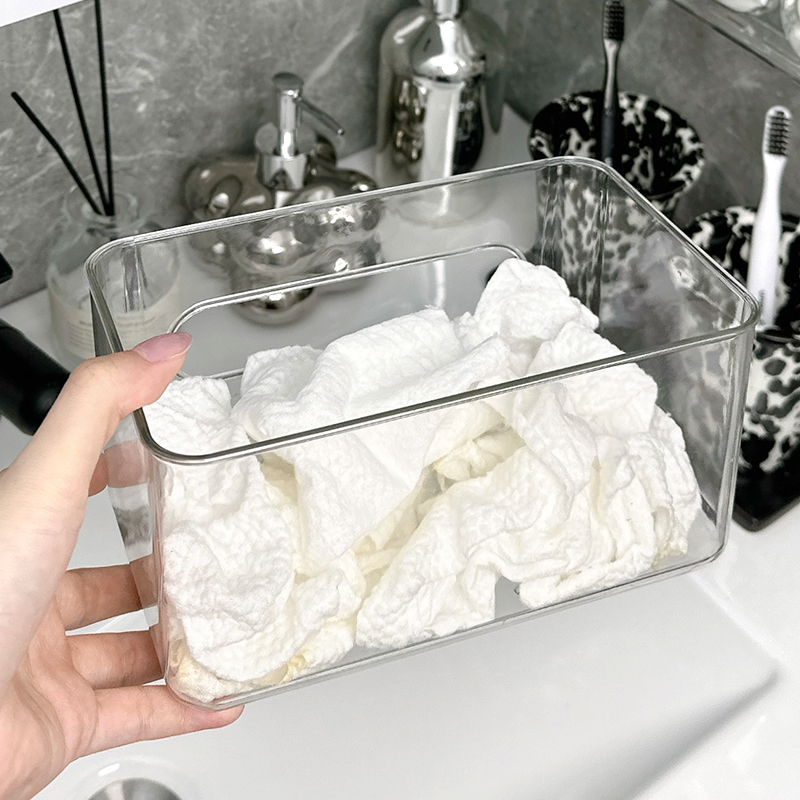 洗脸巾收纳废弃置物架二次护肤品用过的壁挂免打孔浴室镜柜收纳盒 - 图0