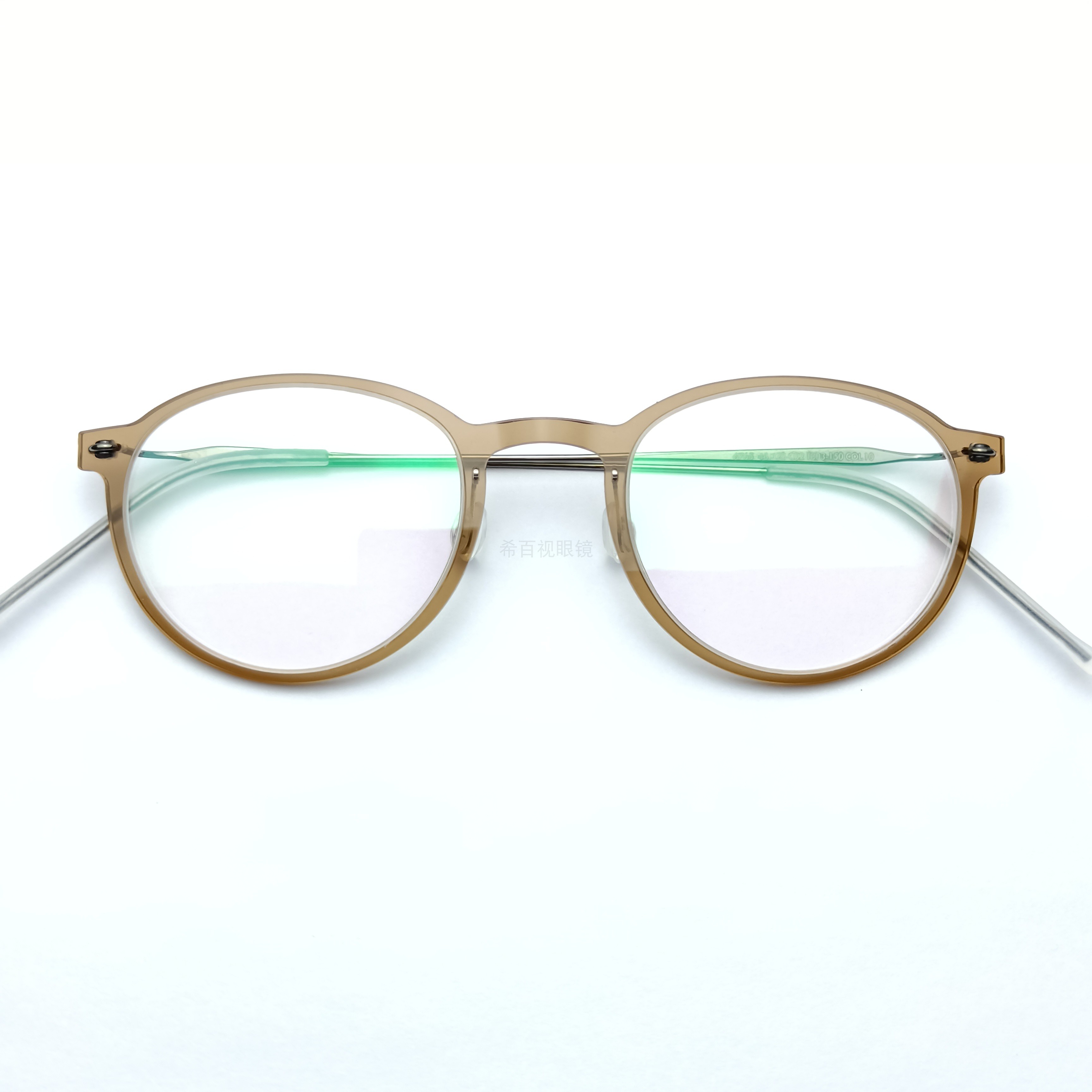 林德6765超轻眼镜框架纯钛镜腿4.1g丹麦无螺丝设计翡翠绿咖啡茶色 - 图2