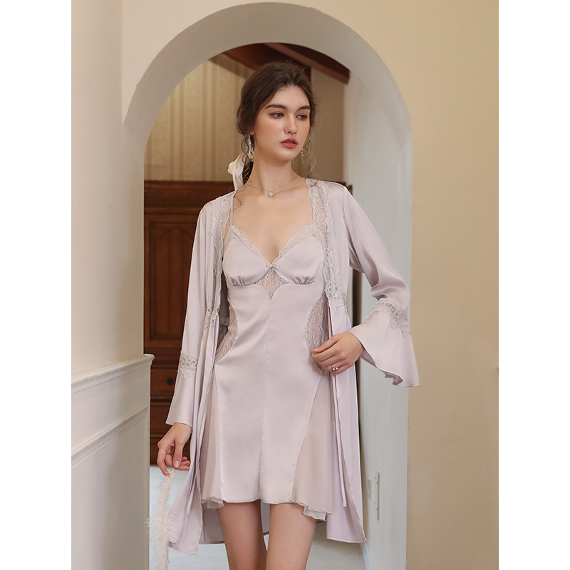 吊带两件套带春秋款2022新款感睡裙 例蕾睡衣/家居服套装