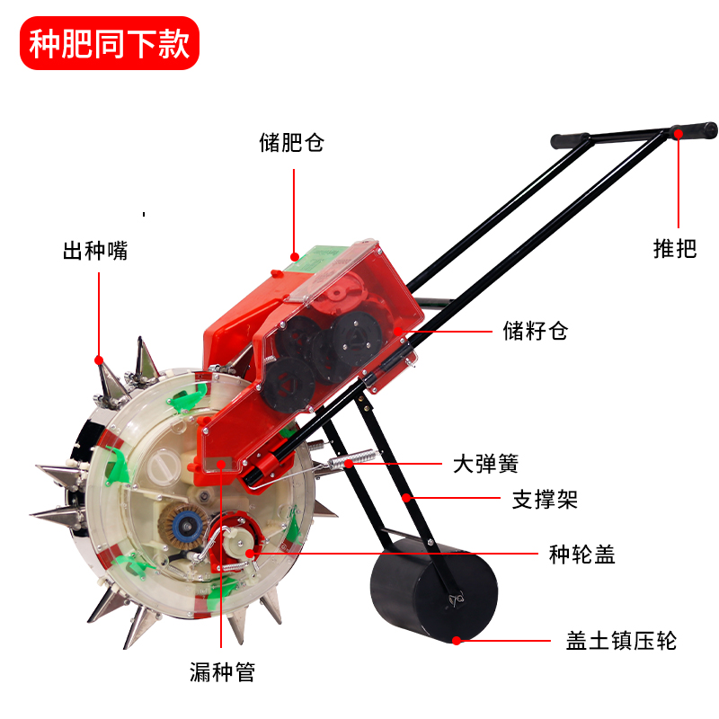新款手推式种玉米花生黄豆专用播种机神器小型全自动施肥一体机 - 图0