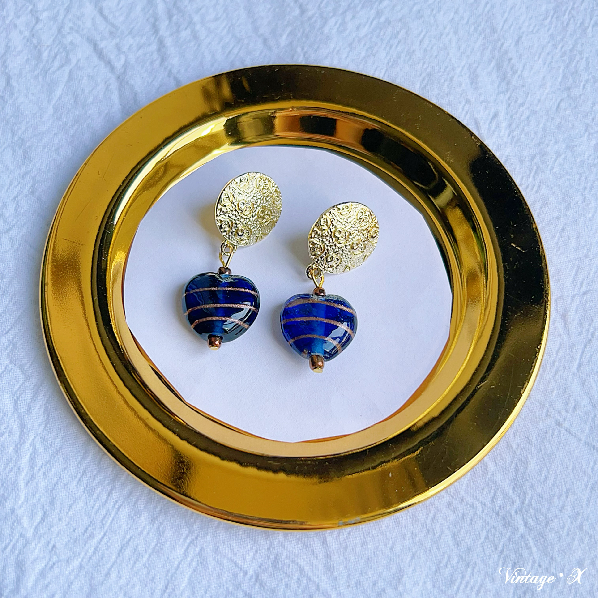 嬉皮少女植物系几何古法手工琉璃耳环S925银针个性百搭耳饰E1145 - 图3