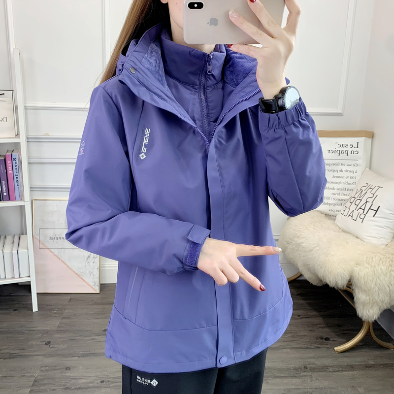 冲锋衣羽绒服内胆加厚秋冬外套女三合一可拆卸两件套滑雪服登山服