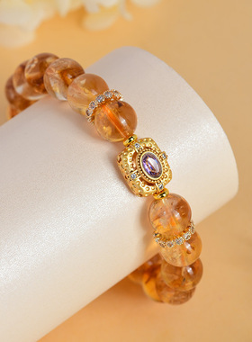 天然黄塔晶时尚手链薰衣草方糖原创设计手串小众轻奢新款饰品