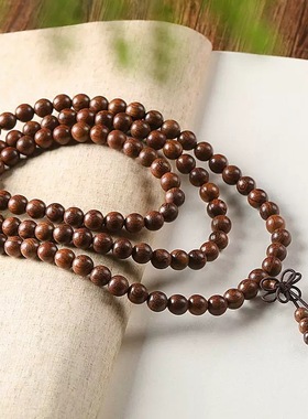 正宗天然金丝檀木手串108颗男女佛珠手链复古风原创个性设计礼物