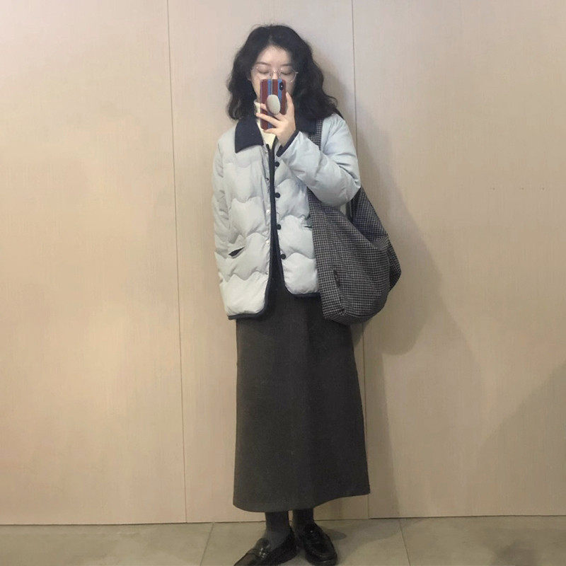 冬季蓝色夹棉短款外套女装小香风2026新款超好看轻薄棉袄上衣棉服,淘宝优惠券,粉丝福利购,淘宝优惠卷