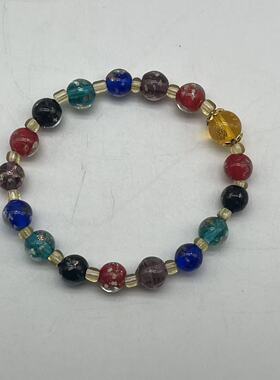 琉璃圆珠+黄财神单圈手串