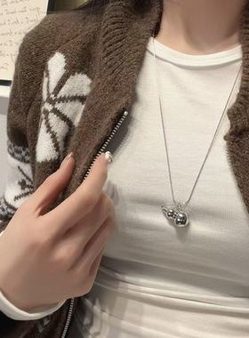 韩系时尚亮面葫芦吊坠项链ins简约高级感设计毛衣链秋冬新款配饰