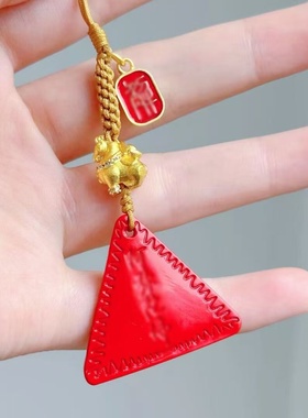 马上有钱正红三角安安福牌挂坠