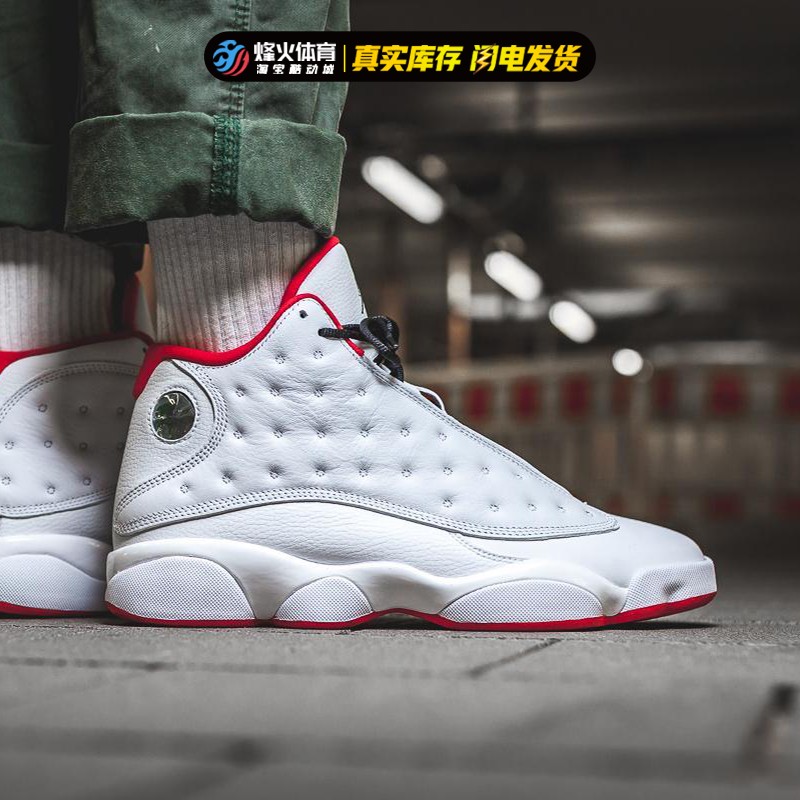 烽火 Air Jordan 13 AJ13 HOF白红高帮复古篮球鞋 414571-103-图0