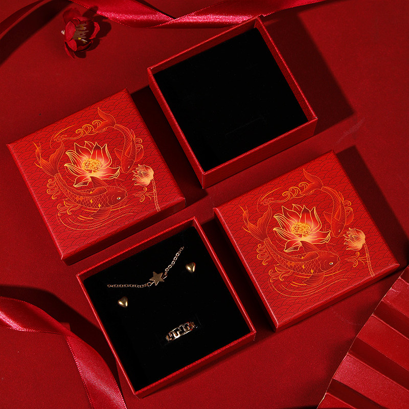 新年红色盒子中国风饰品盒国潮风礼盒项链盒珠宝手链手镯纸盒现货,淘宝优惠券,粉丝福利购,淘宝优惠卷