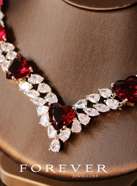 奢华爱心吊坠宴会礼服项链耳环女