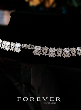 女复古奢华锆石超闪项链耳环套装