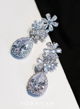 超闪奢华重工微镶锆石项链耳环女