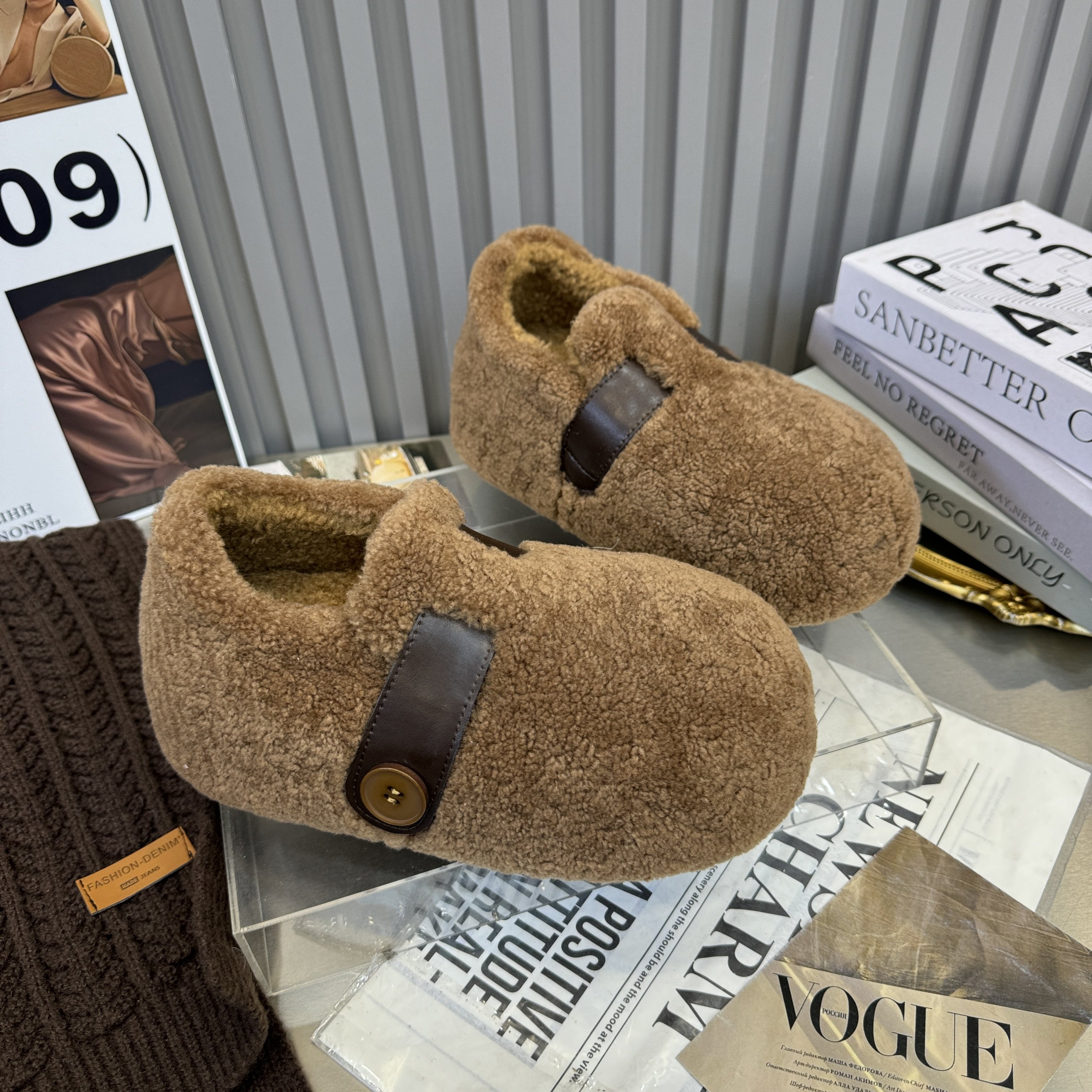 2025冬季新款磨砂真皮平底百搭羊羔毛毛鞋加绒保暖勃肯鞋休闲女鞋,淘宝优惠券,粉丝福利购,淘宝优惠卷