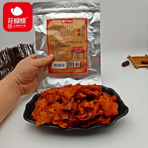 江西萍乡辣片花蝴蝶辣条麻辣豆皮散装蒜香豆干180g老式儿时小零食 - 图2