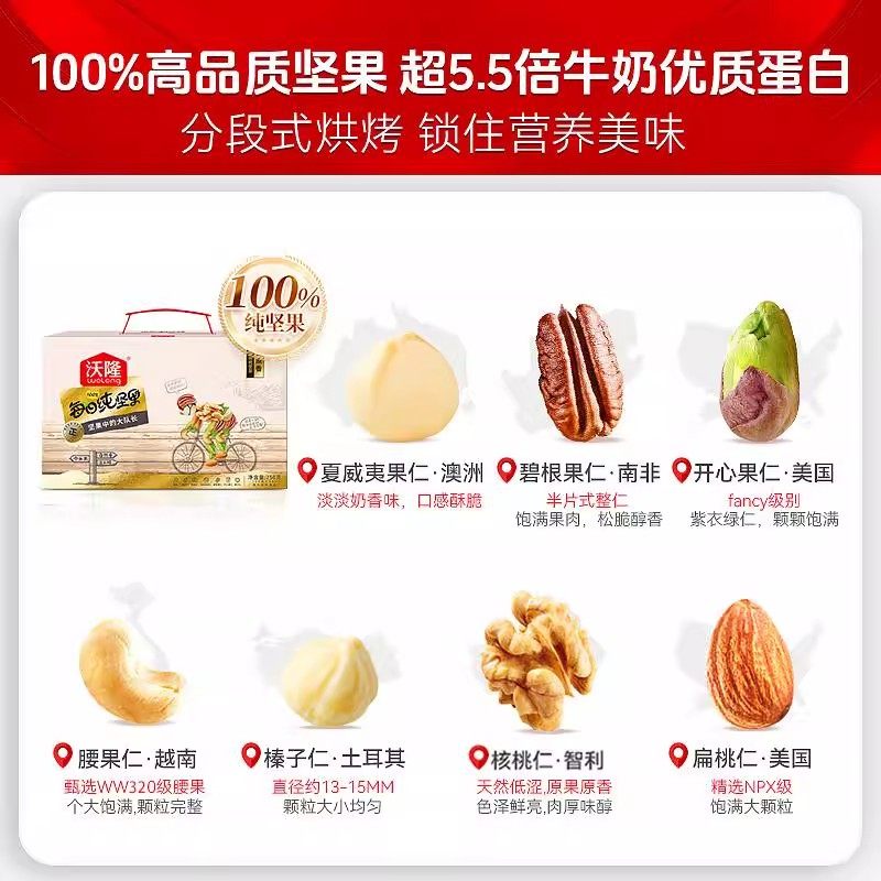 沃隆每日坚果纯坚果750g新鲜混合干果仁休闲孕妈30包健康零食礼盒,淘宝优惠券,粉丝福利购,淘宝优惠卷