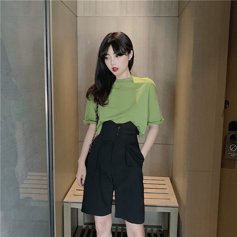 晚晚风俏皮网红牛油果绿超火西装裤 beihong时尚套装