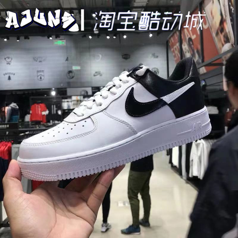 Nike/耐克 AIR FORCE1 AF1黑白红丝绸断钩板鞋女CK0502-600-100 - 图1