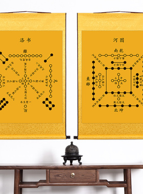太极八卦图挂画易经周易先天后天八卦挂画河图洛书玄关书房卷轴画