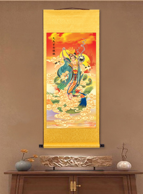 九天玄女娘娘画像道家供奉卷轴挂画玄关书房沙发背景墙客厅装饰画