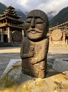 仿古石雕游牧民族石人庭院民宿石像摆件古拙草原石人少数民族风格