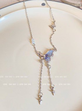 2026新款爆款蝴蝶锆石珍珠项链女甜酷风配饰小众高级感锁骨链颈链